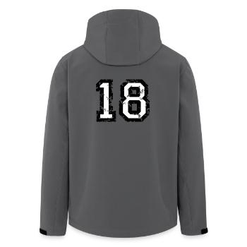Le numéro dix-huit, - No. 18 (deux couleurs) blanc - Veste softshell homme en polyester recyclé Stanley/Stella - charbon - Dos - AI Model Male 185 light (185cm)