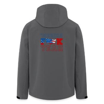 America Fuck Yeah - Men’s Recycled Softshell Jacket by Stanley/Stella - anthracite - Back - AI Model Male 185 light (185cm)