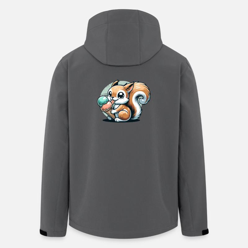 Niedliches Cartoon-Eichhörnchen mit Eiscreme - Recycelte Männer Softshell-Jacke von Stanley/Stella - Anthrazit
