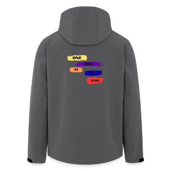 Ein Tag nach dem anderen Pinsel Zitat - Recycelte Männer Softshell-Jacke von Stanley/Stella - Anthrazit - Hinten - AI Model Male 185 light (185cm)