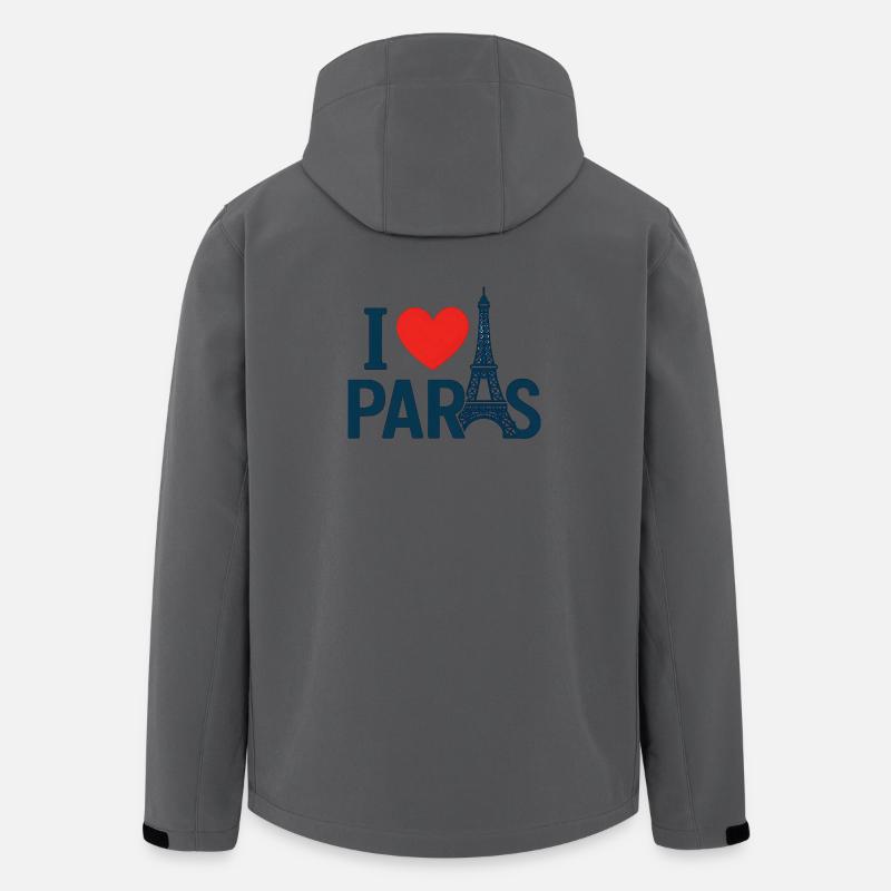 J'aime Paris et Tour Eiffel - Veste softshell homme en polyester recyclé Stanley/Stella - charbon