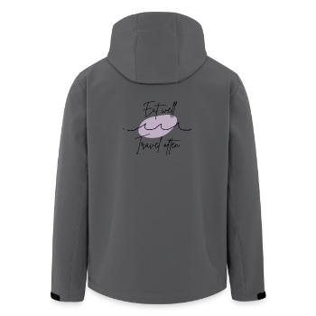 Eat well travel often welle - Men’s Recycled Softshell Jacket by Stanley/Stella - anthracite - Back - AI Model Male 185 light (185cm)