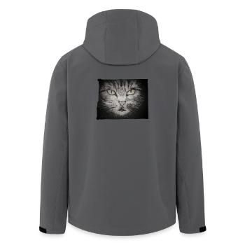 Cat Black - Hand Carved Printable - Men’s Recycled Softshell Jacket by Stanley/Stella - anthracite - Back - AI Model Male 185 light (185cm)