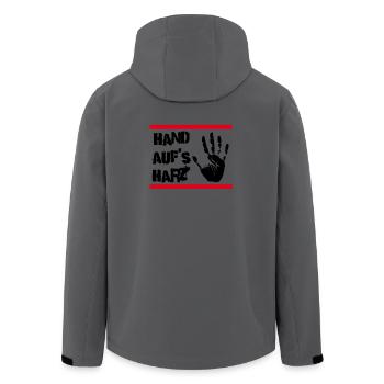 Hand auf's Harz! Handball Design - Recycelte Männer Softshell-Jacke von Stanley/Stella - Anthrazit - Hinten - AI Model Male 185 light (185cm)