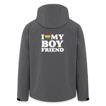 Ich liebe meinen Freund - LGBTQ - Recycelte Männer Softshell-Jacke von Stanley/Stella - Anthrazit - Hinten - AI Model Male 185 light (185cm)