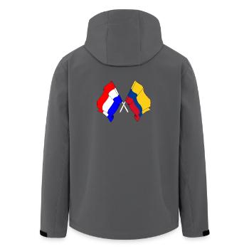 Flag of the Netherlands and Flag Columbia - Men’s Recycled Softshell Jacket by Stanley/Stella - anthracite - Back - AI Model Male 185 light (185cm)