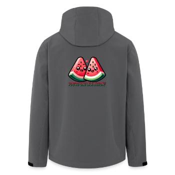 Sweet Melon Design - One in a Melon - Men’s Recycled Softshell Jacket by Stanley/Stella - anthracite - Back - AI Model Male 185 light (185cm)