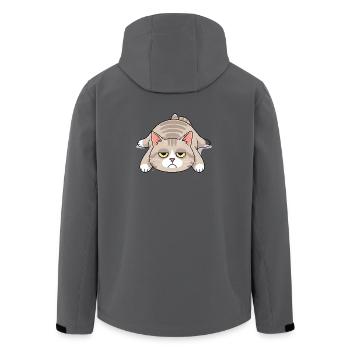 Grim late riser cat morning grouch - Men’s Recycled Softshell Jacket by Stanley/Stella - anthracite - Back - AI Model Male 185 light (185cm)