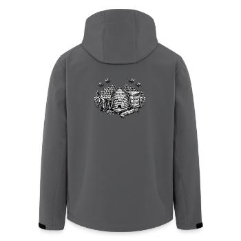 Klassische Imkerei mit Bienenstock Motiv - Recycelte Männer Softshell-Jacke von Stanley/Stella - Anthrazit - Hinten - AI Model Male 185 light (185cm)
