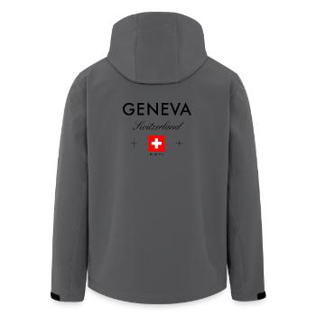 Genf Schweiz Koordinaten Reise Souvenir - Recycelte Männer Softshell-Jacke von Stanley/Stella - Anthrazit - Hinten - AI Model Male 185 light (185cm)