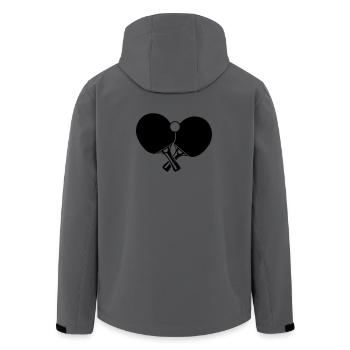 Zwei Tischtennisschläger mit Ball gekreuzt - Recycelte Männer Softshell-Jacke von Stanley/Stella - Anthrazit - Hinten - AI Model Male 185 light (185cm)