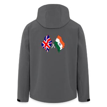 Flagge von England und Flagge Indien - Recycelte Männer Softshell-Jacke von Stanley/Stella - Anthrazit - Hinten - AI Model Male 185 light (185cm)