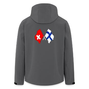 Flag of Switzerland and flag of Finland - Men’s Recycled Softshell Jacket by Stanley/Stella - anthracite - Back - AI Model Male 185 light (185cm)