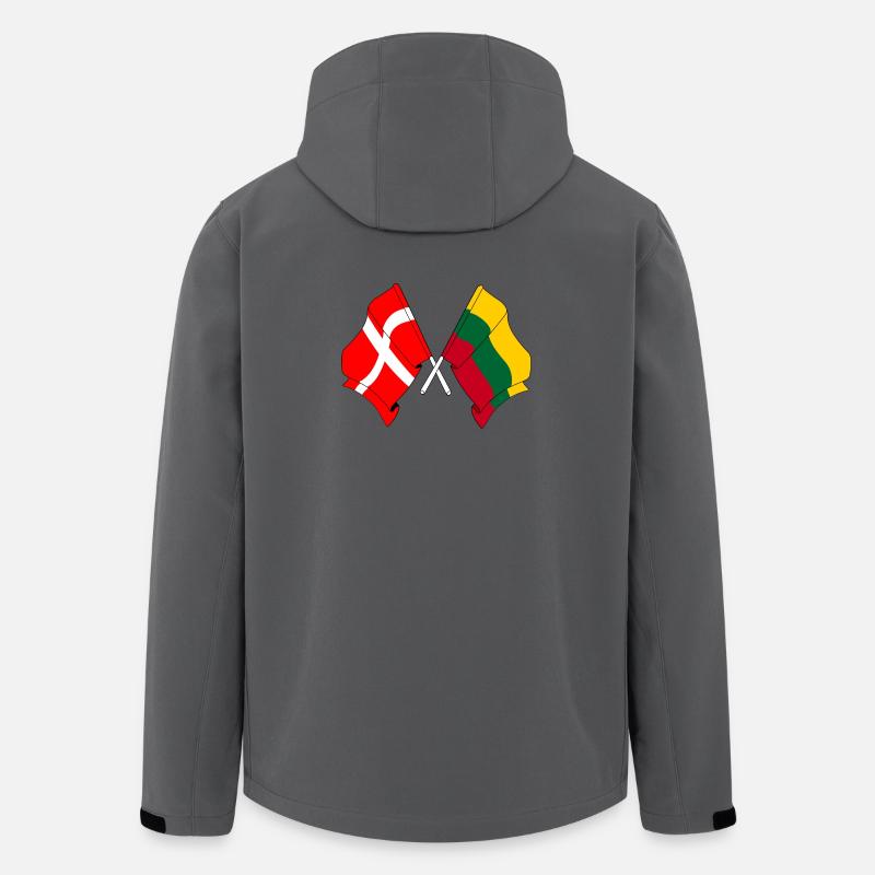 Drapeau Danemark, drapeau Lituanie - Veste softshell homme en polyester recyclé Stanley/Stella - charbon