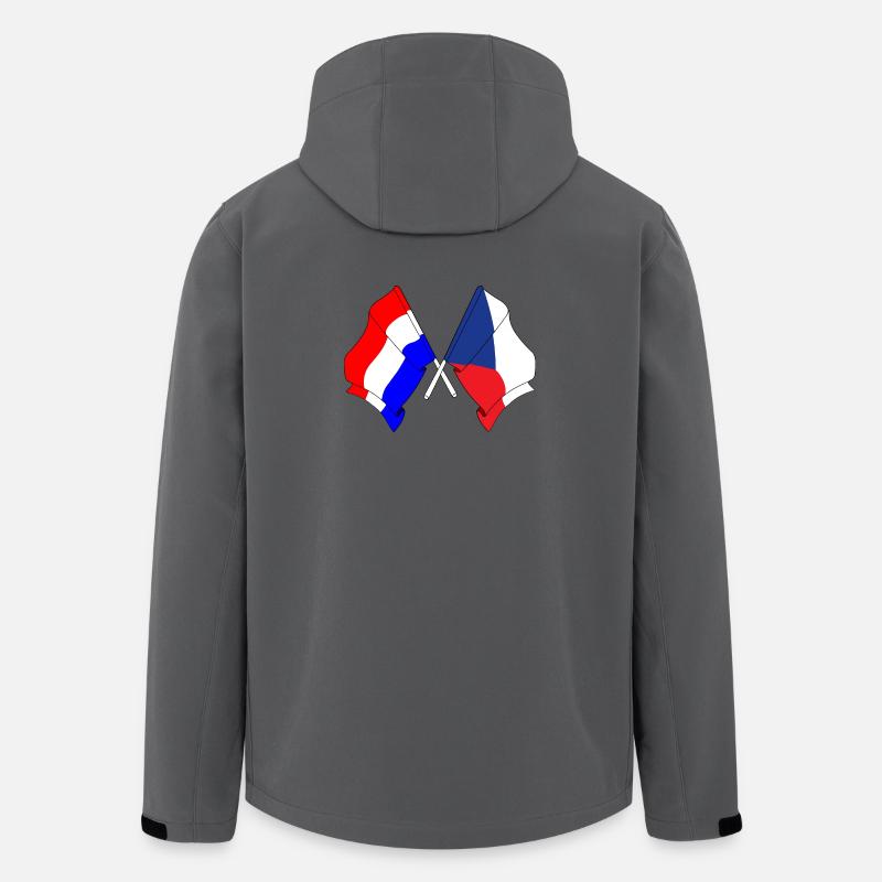 Drapeau des Pays-Bas, République tchèque - Veste softshell homme en polyester recyclé Stanley/Stella - charbon