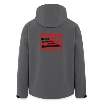 Nirgends Wochenende - Recycelte Männer Softshell-Jacke von Stanley/Stella - Anthrazit - Hinten - AI Model Male 185 light (185cm)