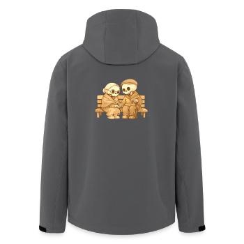 Cozy Skeleton Couple on Bench – Love for Life - Men’s Recycled Softshell Jacket by Stanley/Stella - anthracite - Back - AI Model Male 185 light (185cm)