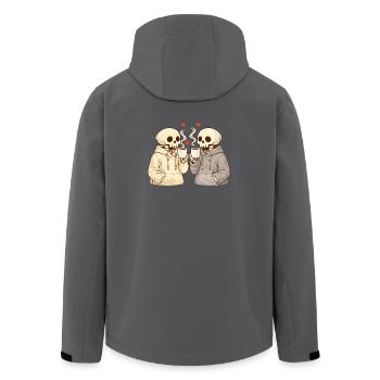 Cozy Skelett Paar mit Tassen – Warme Momente - Recycelte Männer Softshell-Jacke von Stanley/Stella - Anthrazit - Hinten - AI Model Male 185 light (185cm)