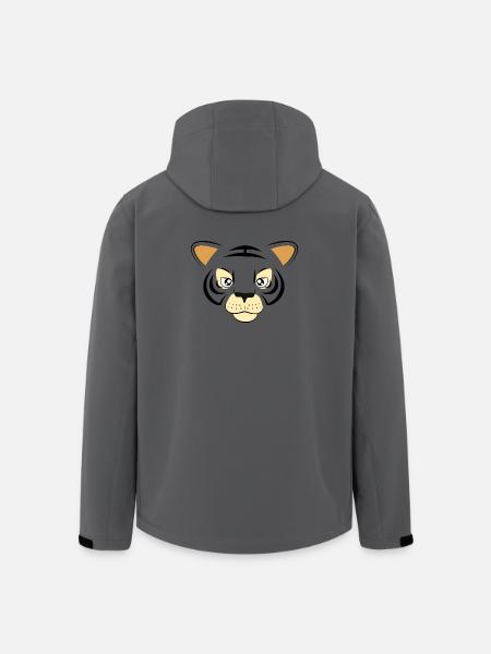 Cool Tiger Face Graphic Big Cat Wildlife Art - Heren softshell jas van gerecycled polyester Stanley/Stella - houtskool
