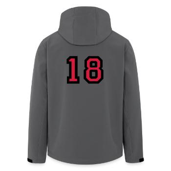 Le numéro 18 - numéro dix-huit - Veste softshell homme en polyester recyclé Stanley/Stella - charbon - Dos - AI Model Male 185 light (185cm)