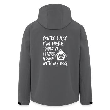 Stayed Home With My Dog - Recycelte Männer Softshell-Jacke von Stanley/Stella - Anthrazit - Hinten - AI Model Male 185 light (185cm)