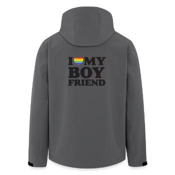 J’aime mon petit ami - LGBTQ - Veste softshell homme en polyester recyclé Stanley/Stella - charbon - Dos - AI Model Male 185 light (185cm)
