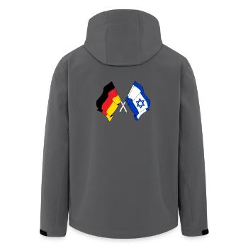 Flagge Deutschlands und Flagge Israels - Recycelte Männer Softshell-Jacke von Stanley/Stella - Anthrazit - Hinten - AI Model Male 185 light (185cm)