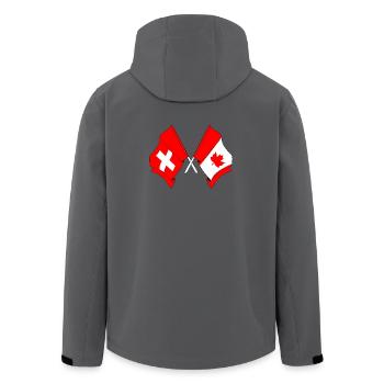 Drapeau de la Suisse et drapeau du Canada - Veste softshell homme en polyester recyclé Stanley/Stella - charbon - Dos - AI Model Male 185 light (185cm)