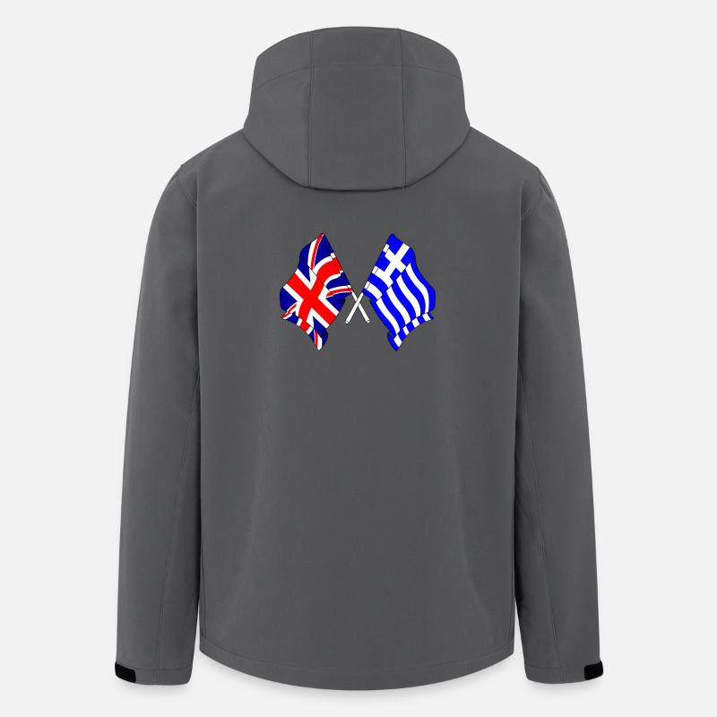 Drapeau Angleterre, drapeau Grèce - Veste softshell homme en polyester recyclé Stanley/Stella - charbon