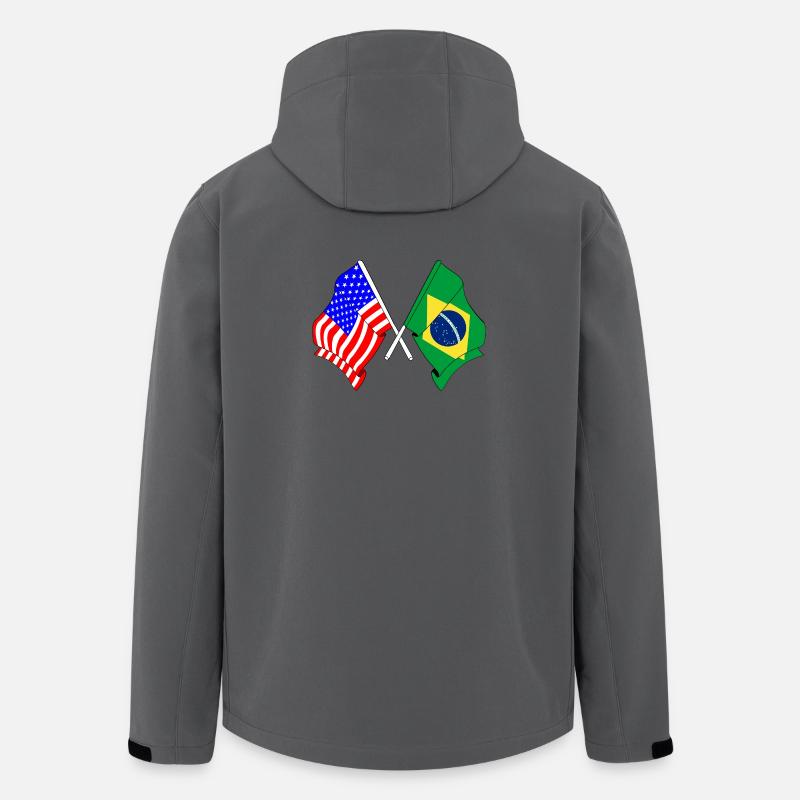 Drapeau des États-Unis et du Brésil - Veste softshell homme en polyester recyclé Stanley/Stella - charbon