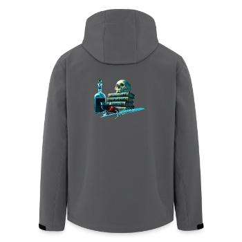 Skelett, Bücher und Klinge Gothic - Recycelte Männer Softshell-Jacke von Stanley/Stella - Anthrazit - Hinten - AI Model Male 185 light (185cm)
