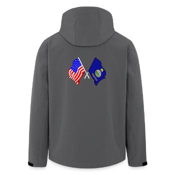 Drapeau des États-Unis et de l’État du Kansas franchi - Veste softshell homme en polyester recyclé Stanley/Stella - charbon - Dos - AI Model Male 185 light (185cm)
