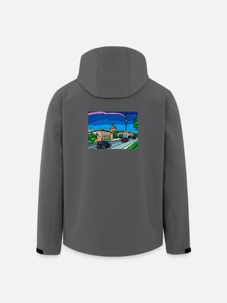 Retro City Straßenszene - Recycelte Männer Softshell-Jacke von Stanley/Stella - Anthrazit