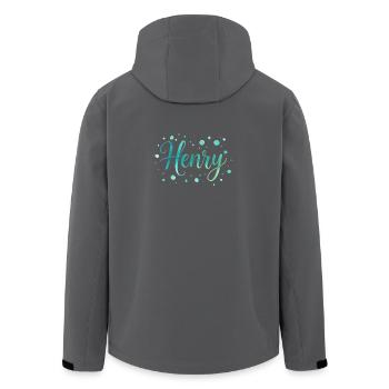 Name Henry – Buntes Aquarell Design mit Punkten - Recycelte Männer Softshell-Jacke von Stanley/Stella - Anthrazit - Hinten - AI Model Male 185 light (185cm)