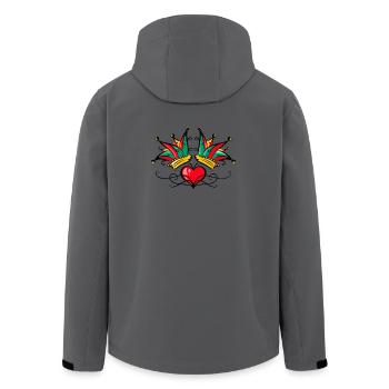 Tatouage de cœur de carnaval Fool’s Cap - Veste softshell homme en polyester recyclé Stanley/Stella - charbon - Dos - AI Model Male 185 light (185cm)