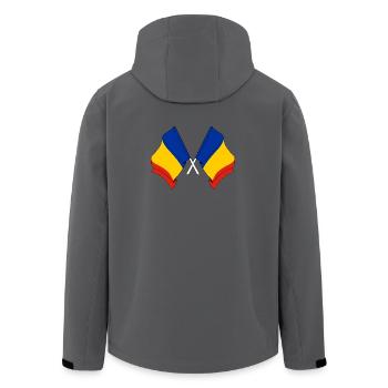 Deux drapeaux Drapeau de la Roumanie, drapeau horizontal m - Veste softshell homme en polyester recyclé Stanley/Stella - charbon - Dos - AI Model Male 185 light (185cm)