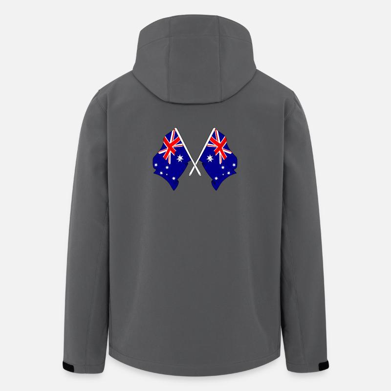 Deux drapeaux croisés de l’Australie - Veste softshell homme en polyester recyclé Stanley/Stella - charbon