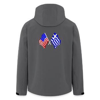 USA-Flagge und Griechenland-Flagge - Recycelte Männer Softshell-Jacke von Stanley/Stella - Anthrazit - Hinten - AI Model Male 185 light (185cm)