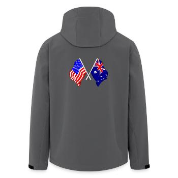 Flag of the United States USA and Flag Australia - Men’s Recycled Softshell Jacket by Stanley/Stella - anthracite - Back - AI Model Male 185 light (185cm)
