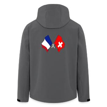 Flagge Frankreichs und Flagge der Schweiz - Recycelte Männer Softshell-Jacke von Stanley/Stella - Anthrazit - Hinten - AI Model Male 185 light (185cm)