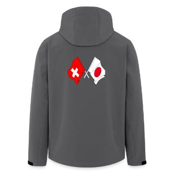 Flag of Switzerland and flag of Japan - Men’s Recycled Softshell Jacket by Stanley/Stella - anthracite - Back - AI Model Male 185 light (185cm)