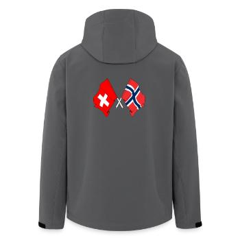 Flag of Switzerland and flag Norway - Men’s Recycled Softshell Jacket by Stanley/Stella - anthracite - Back - AI Model Male 185 light (185cm)