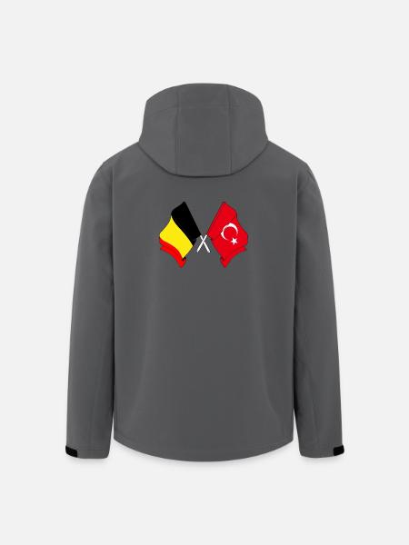 Drapeau Belgique, drapeau Turquie - Veste softshell homme en polyester recyclé Stanley/Stella - charbon