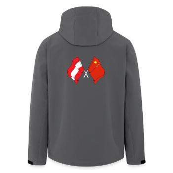 Flag Austria, flag China - Men’s Recycled Softshell Jacket by Stanley/Stella - anthracite - Back - AI Model Male 185 light (185cm)