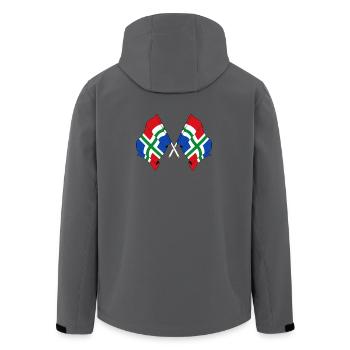 Zwei Flaggen der Provinz Groningen - Recycelte Männer Softshell-Jacke von Stanley/Stella - Anthrazit - Hinten - AI Model Male 185 light (185cm)