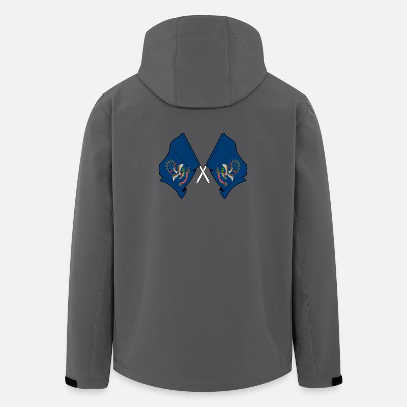 Two flags crossed North Dakota - Men’s Recycled Softshell Jacket by Stanley/Stella - anthracite