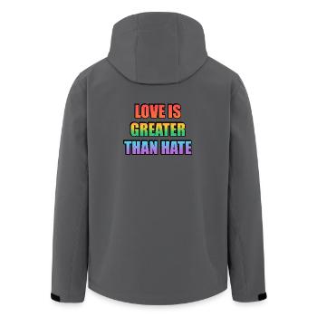 Love Is Greater Than Hate Rainbow - Men’s Recycled Softshell Jacket by Stanley/Stella - anthracite - Back - AI Model Male 185 light (185cm)