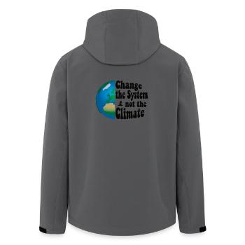 Change the system, not the climate - Men’s Recycled Softshell Jacket by Stanley/Stella - anthracite - Back - AI Model Male 185 light (185cm)