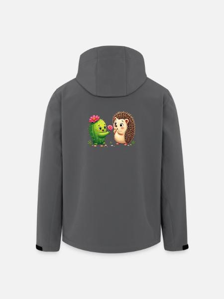 Cactus Friend & Hedgehog: Blossom Friendship - Men’s Recycled Softshell Jacket by Stanley/Stella - anthracite