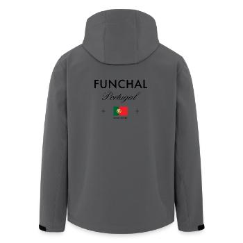 Funchal Portugal Koordinaten Reise Souvenir - Recycelte Männer Softshell-Jacke von Stanley/Stella - Anthrazit - Hinten - AI Model Male 185 light (185cm)